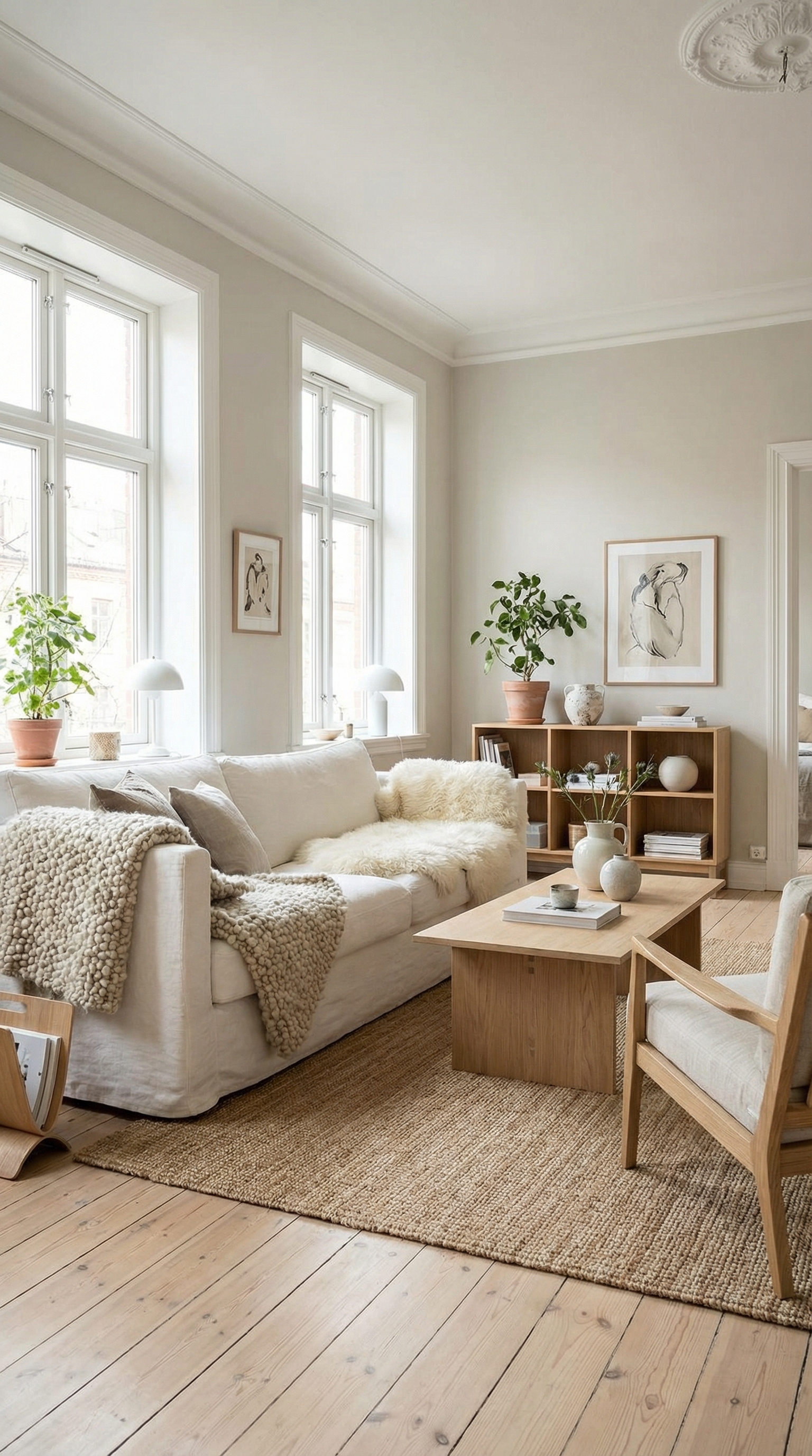 Скандинавская гостиная, визуализация интерьера нейросетью